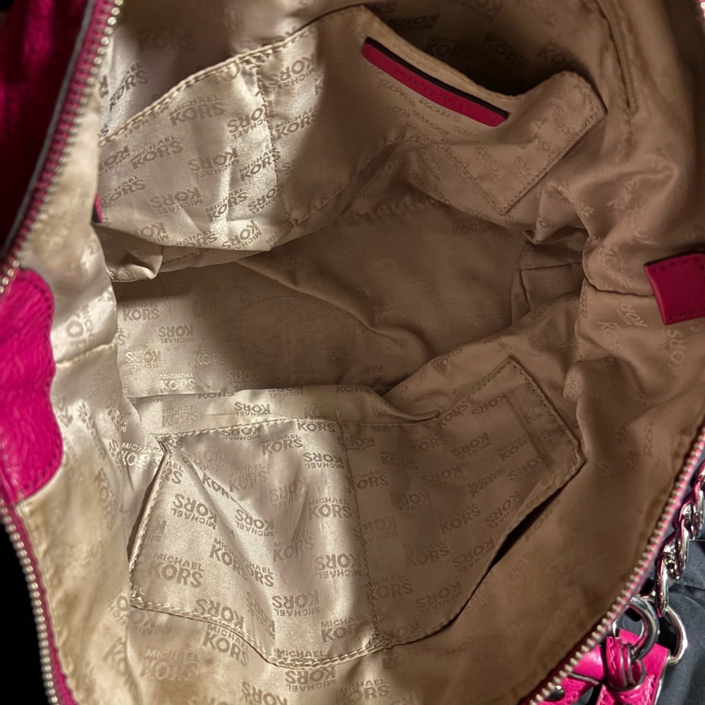 Michael Kors Pink Leather Tote Bag satchel magenta purse - Picture 7 of 9